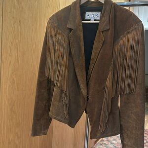 Fringe Leather Jacket Brown/Heavyweight L